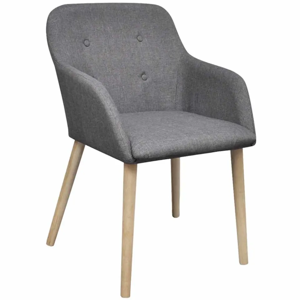 vidaXL Eetkamerstoelen 6 st stof en massief eikenhout lichtgrijs, foto 2