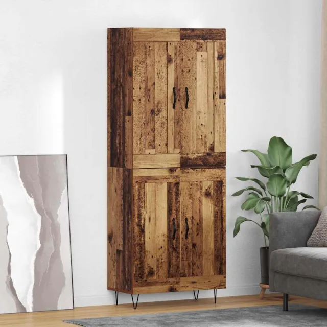 vidaXL Hoge kast Oud Hout 69,5 x 34 x 180 cm Bewerkt hout Bruin