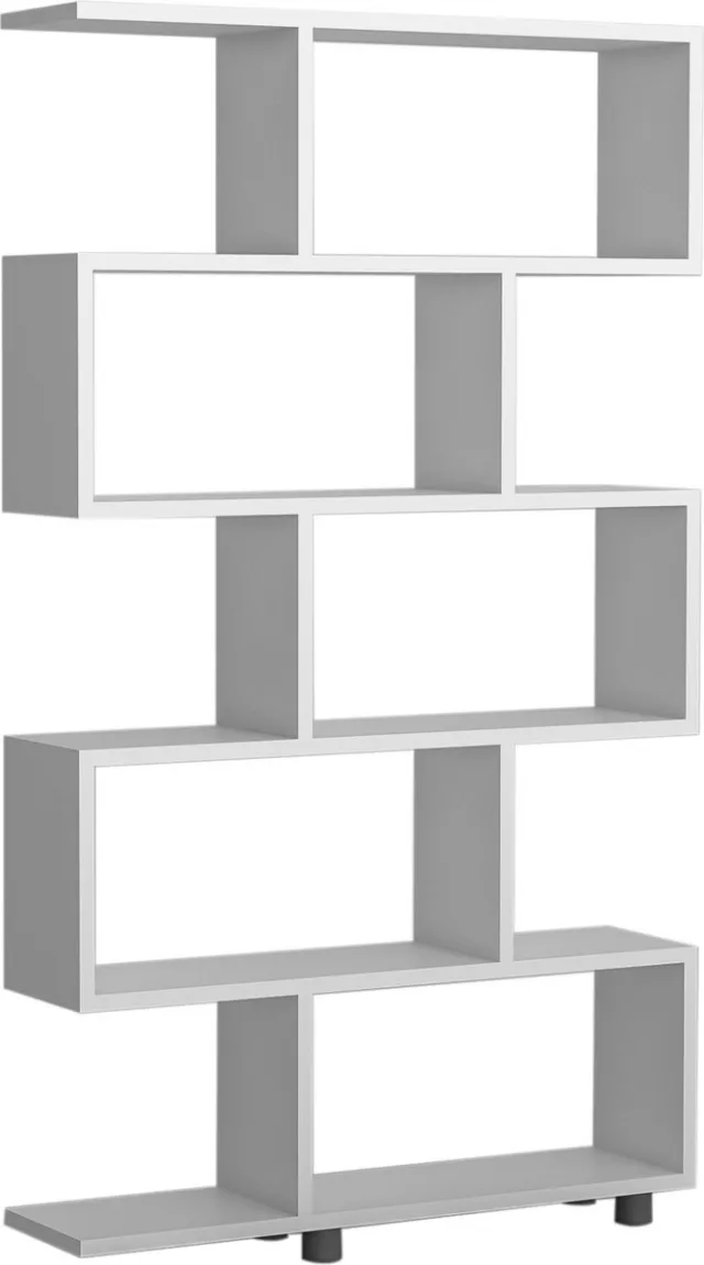 Skye Decor Boekenkast - Stijlvol Wit met Zwarte Pootjes - Ruime Afmetingen 90x156x20cm - Duurzaam Melamine Materiaal