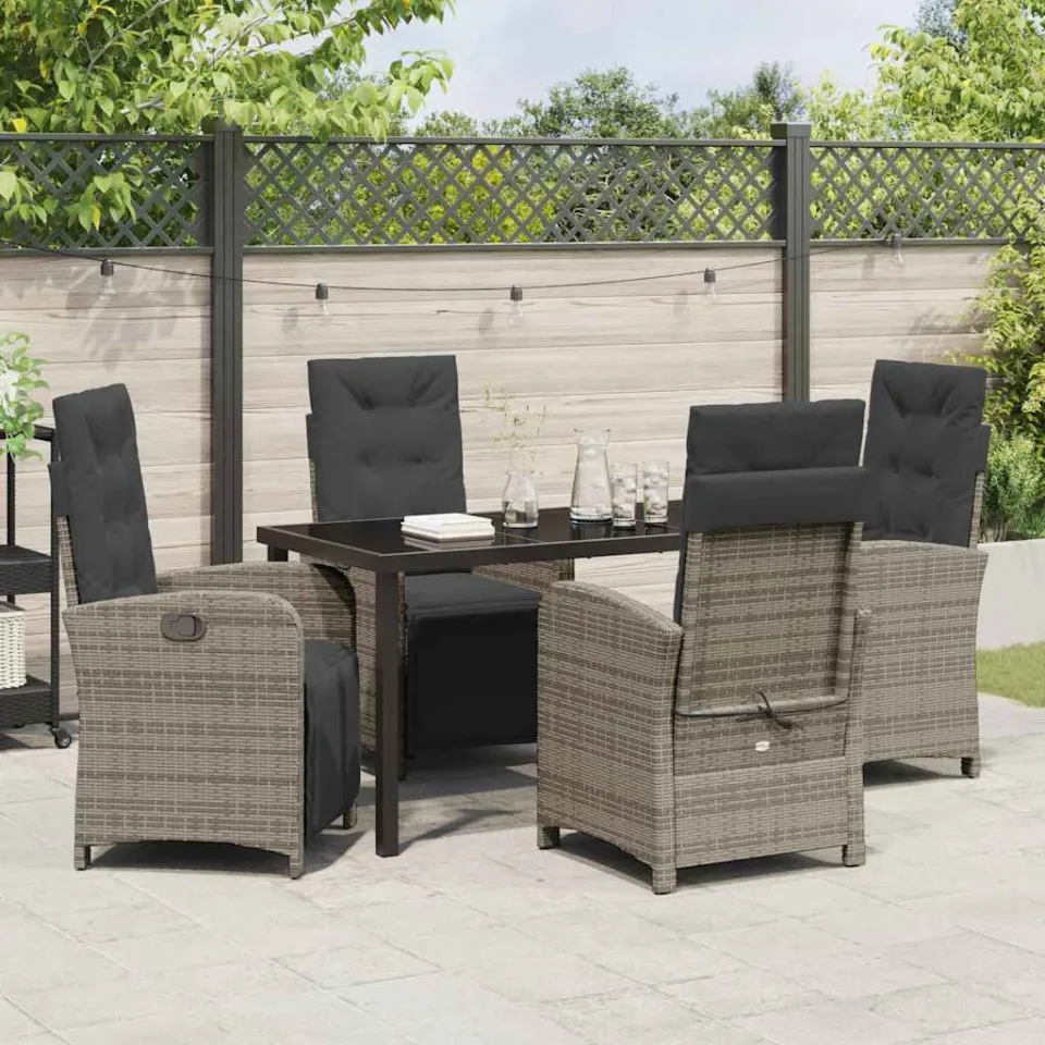 vidaXL Tuin eettafelset 5 st Grijs poly rattan, foto 3