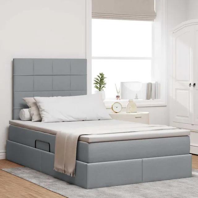 vidaXL LED Opslagbed met Matras Lichtgrijs 120 x 200 cm Stof