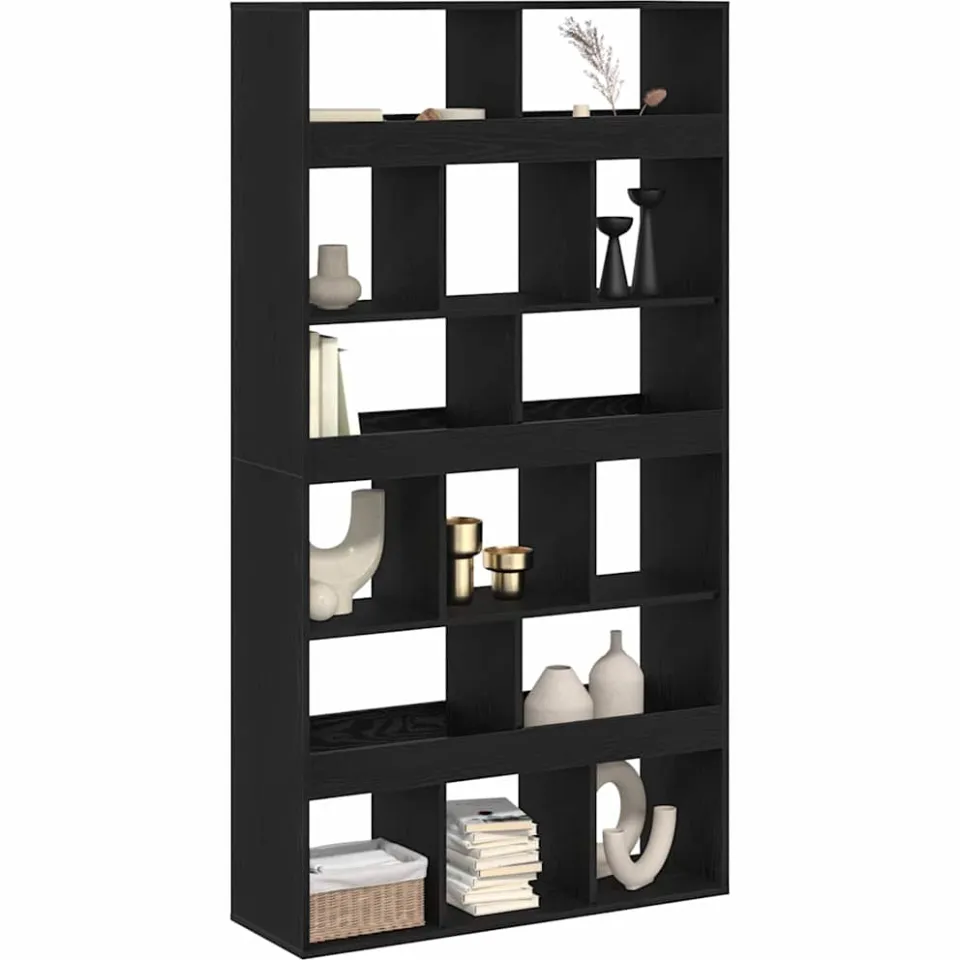 vidaXL Boekenkast 15-laags 100 x 33 x 187,5 cm Zwart Eiken