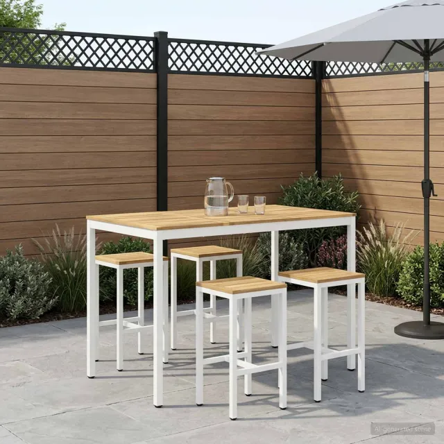 vidaXL Tuinbar Tafel NAARDEN Witgewassen 147 x 88,5 x 105 cm, foto 2
