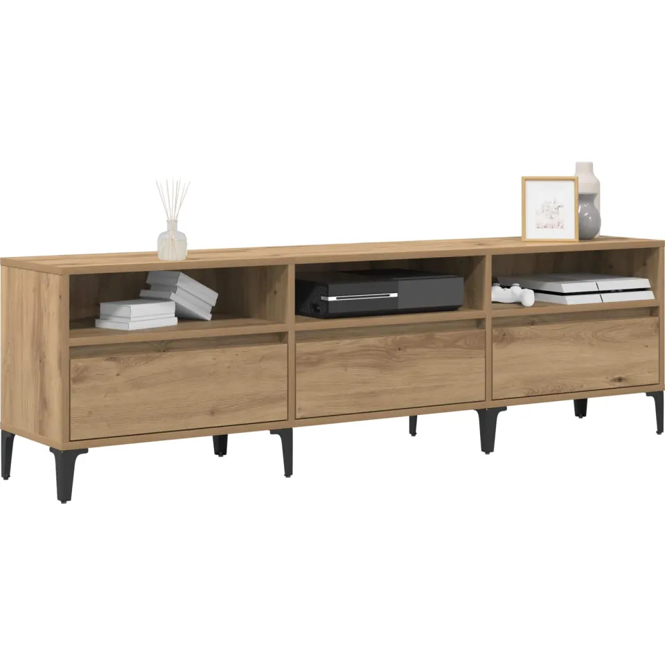 vidaXL TV-kast 150 x 30 x 45 cm Artisan Eiken Gemonteerd hout en ijzer Beige