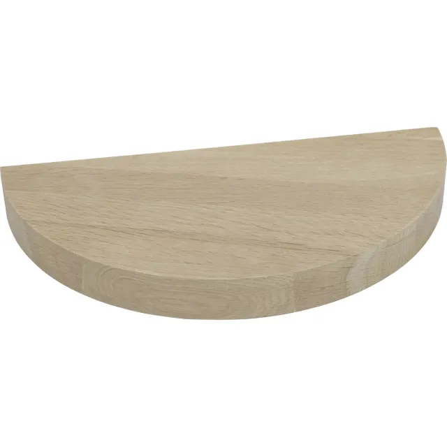 WOODBROTHERS Zwevend nachtkastje eiken naturel halfrond 40 cm - Nachtkast - Nachtkastje - Zwevend nachtkastje - Nachtkastjes - Nachtkastjes modern - Nachtkastjes industrieel - Hangend nachtkastje - Zwevend kastje - Bedplank - Bedplankje