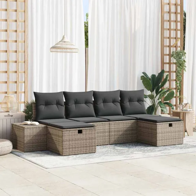 vidaXL Tuin Sofa Set 6 st Grijs poly rattan, foto 2