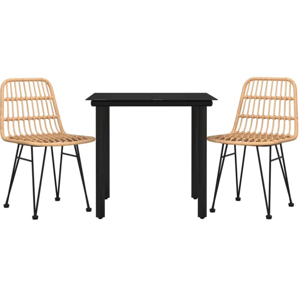 vidaXL 3-delige Tuinset poly rattan bruin