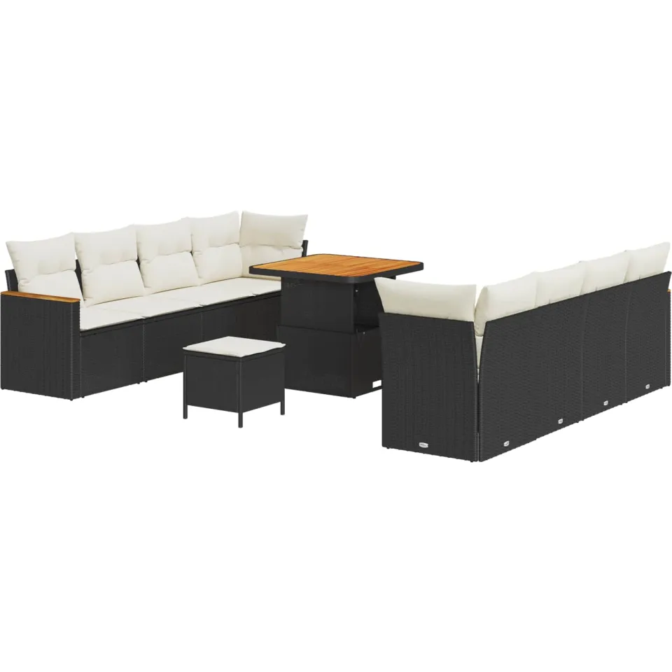 vidaXL Tuinbankenset 11 st Zwart poly rattan