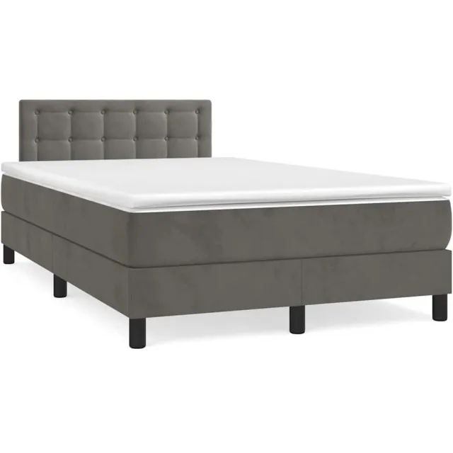 vidaXL Boxspring met matras en LED fluweel donkergrijs 120x190 cm grijs