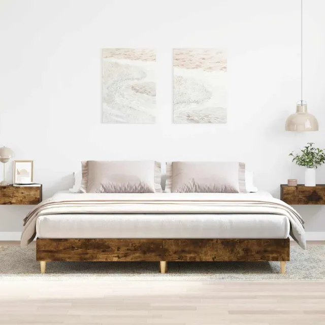 vidaXL Bedframe zonder matras 200x200 cm spaanplaat gerookt eiken Bruin
