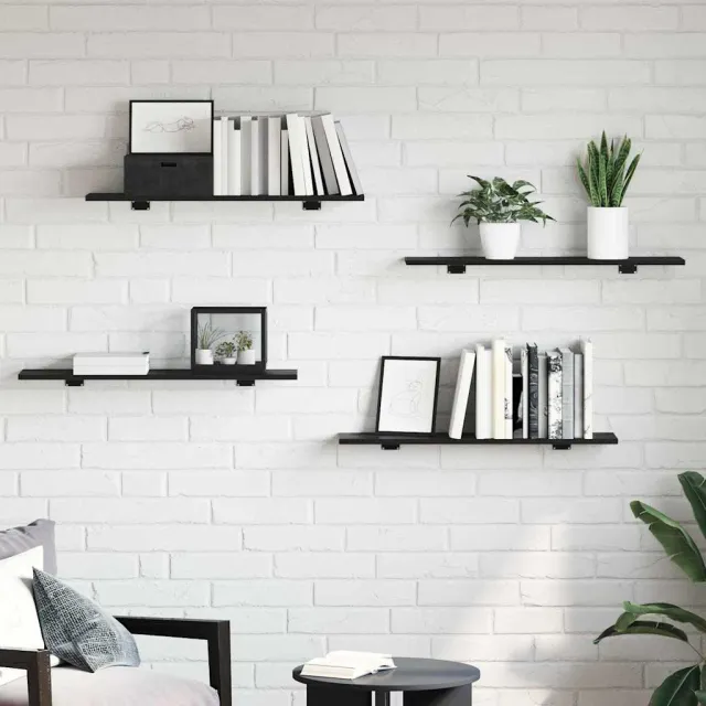 vidaXL Boekenplank Bord 3-laags 4 st 80 x 20 x 1,5 cm Bewerkt hout zwart, foto 2