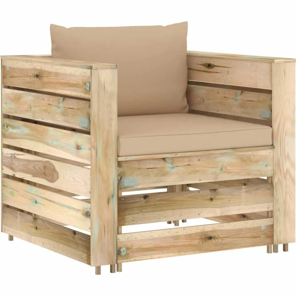 vidaXL 2-delige Loungeset met kussens groen geïmpregneerd hout, foto 2