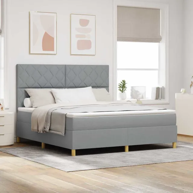 vidaXL LED Box Spring Bed met hoofdeinde Lichtgrijs 180 x 200 cm Stof