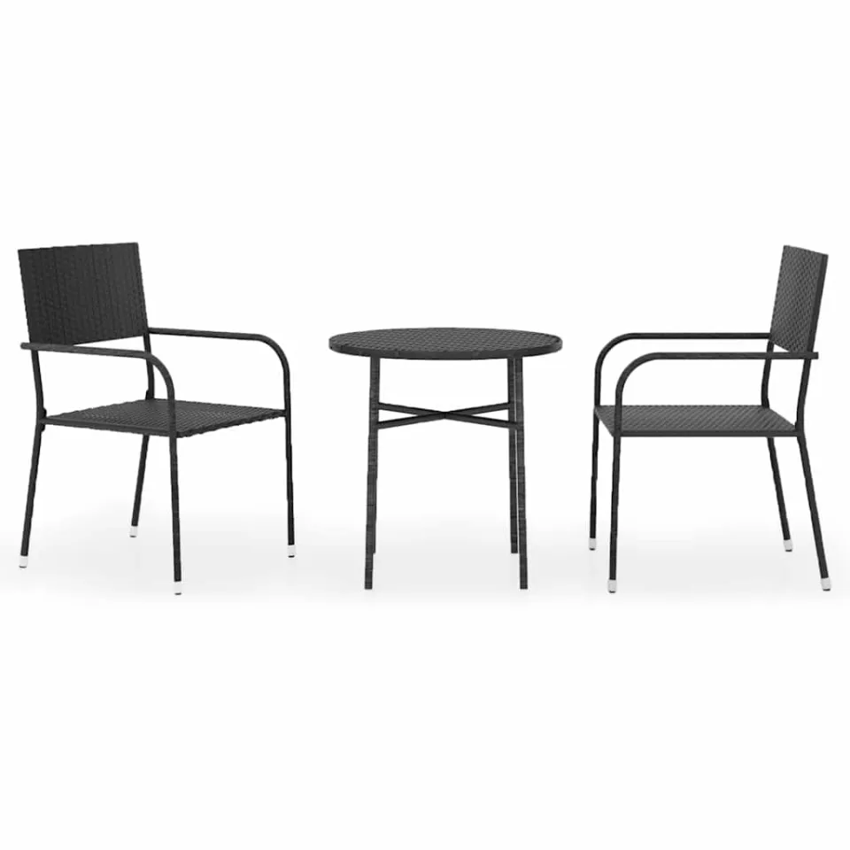 vidaXL 3-delige Tuinset poly rattan zwart, foto 3