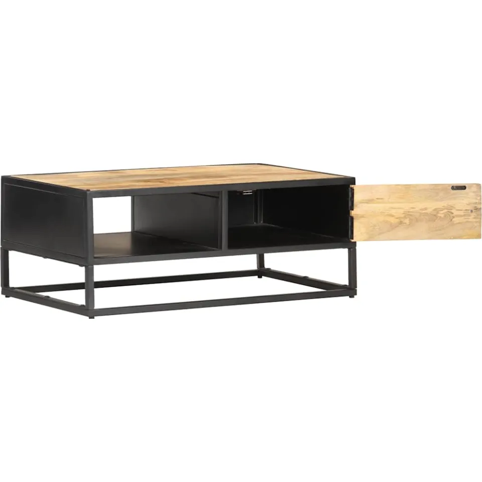 vidaXL Salontafel met bewerkte deur 90x55x36 cm ruw mangohout bruin, foto 3