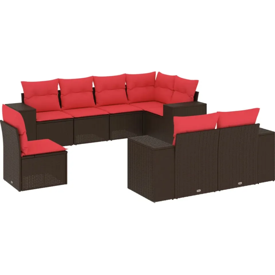 vidaXL 8-delige tuinbankset met kussens, bruin polyrotan, foto 3