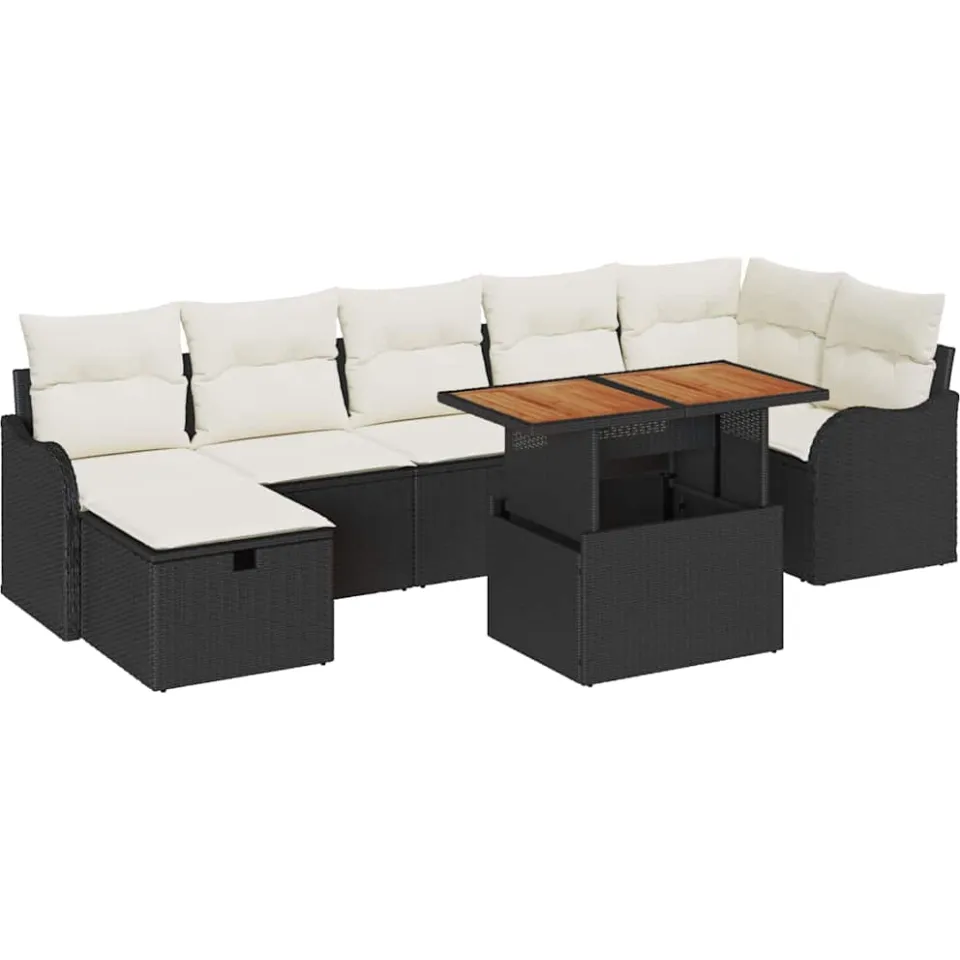 vidaXL Tuin Sofa Set 8 st Zwart Poly riet