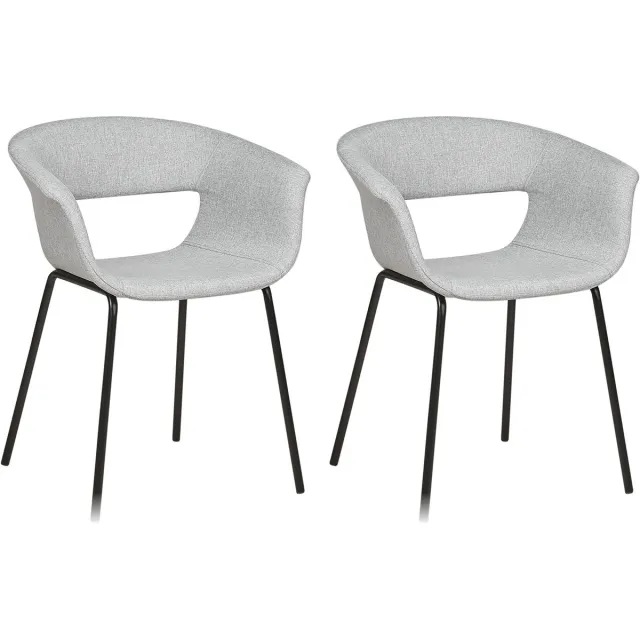 Beliani ELMA - Eetkamerstoelen set van 2 - Lichtgrijs - Polyester