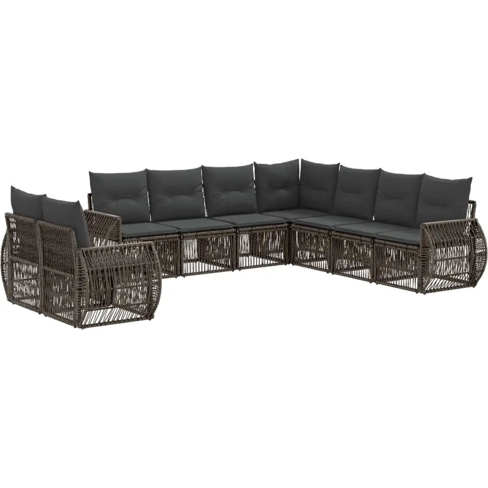vidaXL Tuinbankenset 9 st 9-zits Grijs en Donkergrijs poly rattan, foto 3