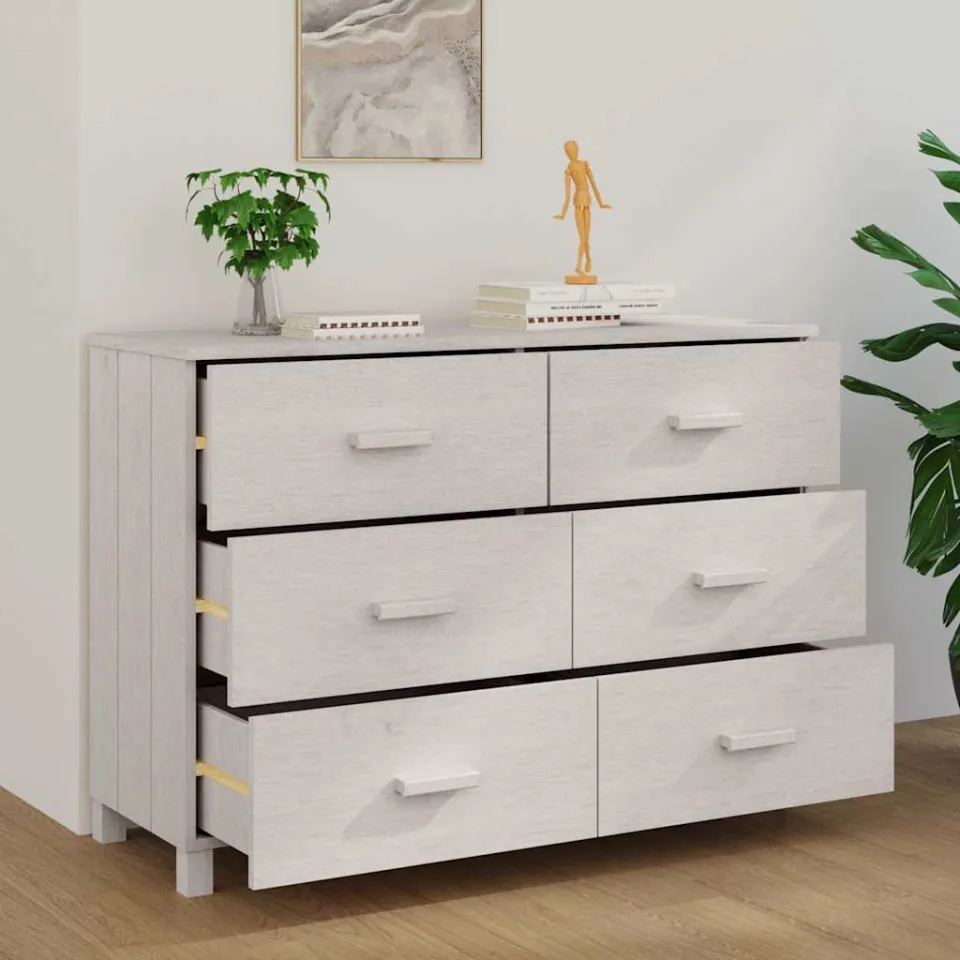 vidaXL Dressoir HAMAR 113x40x80 cm massief grenenhout wit, foto 3