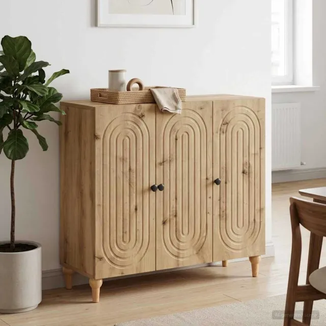 vidaXL Dressoir Artisanaal eiken 89 x 34,5 x 80 cm Bewerkt hout