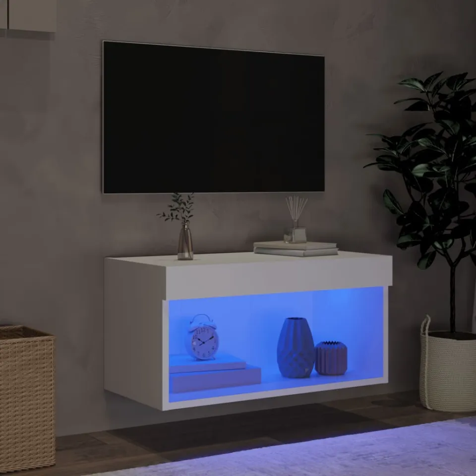 vidaXL Tv-meubel met LED-verlichting 60x30x30 cm wit, foto 2