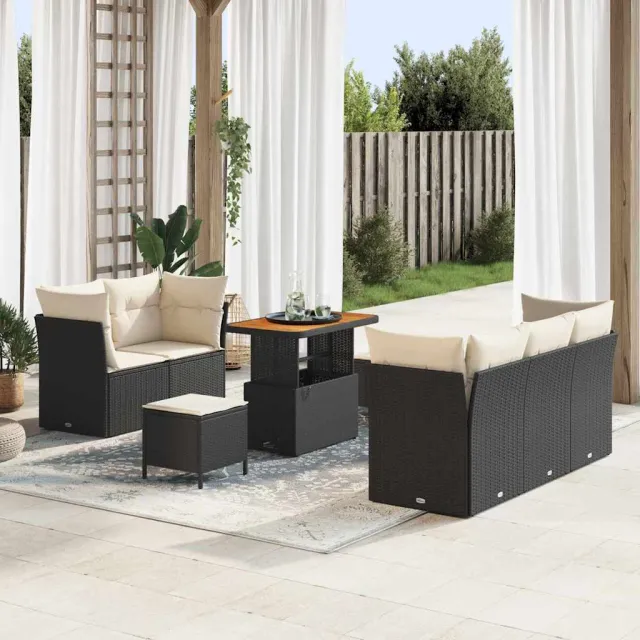 vidaXL Tuin Sofa Set 8 st Zwart poly rattan