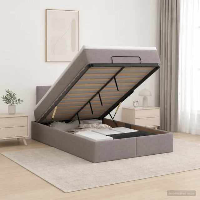 vidaXL Ottoman bed met matras met hoofdeinde Taupe 120 x 190 cm Stof