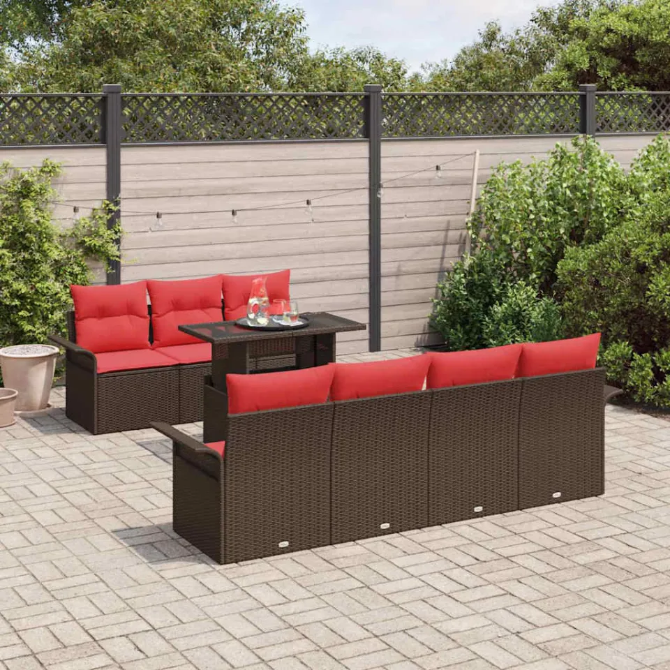 vidaXL Tuin Sofa Set 8 st 7-zits Bruin Polyrotan, foto 3