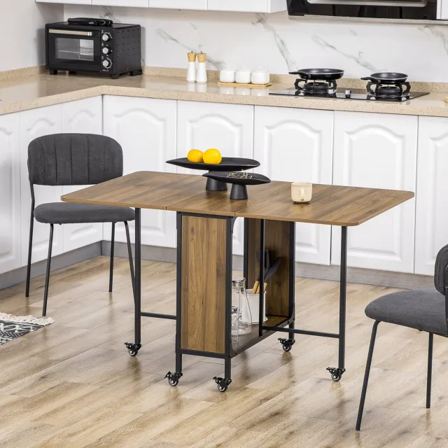 CHICFURN Klaptafel - Tot 6 personen - Opklapbaar - Met wielen - Bruin