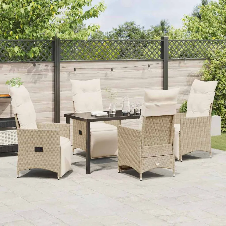 vidaXL Tuin eettafelset 5 st Beige poly rattan, foto 3