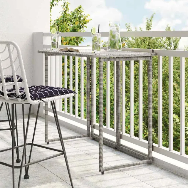 vidaXL Tuintafel inklapbaar 90x51x75 cm poly rattan grijs, foto 2