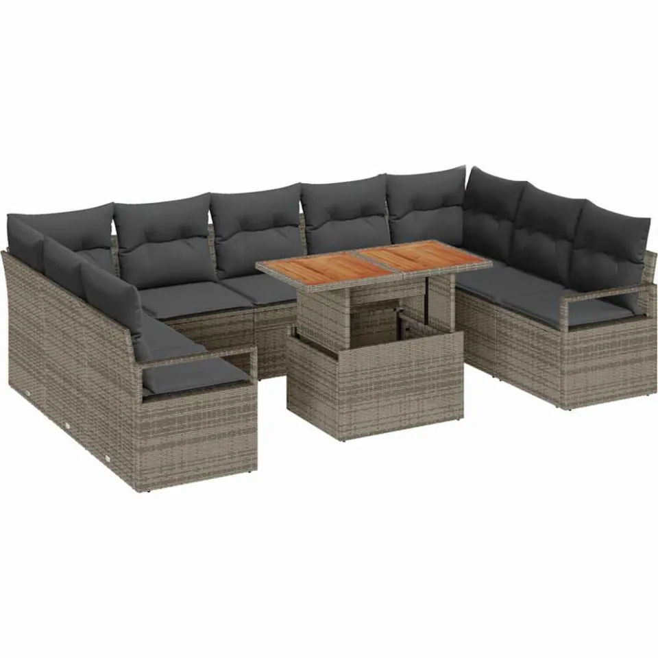 vidaXL Tuin Sofa Set 10 st Grijs Poly riet