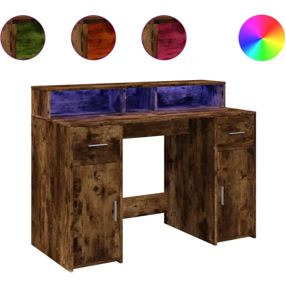 vidaXL Desk Gerookt eiken 120 x 55 x 91 cm Engineered wood, foto 3