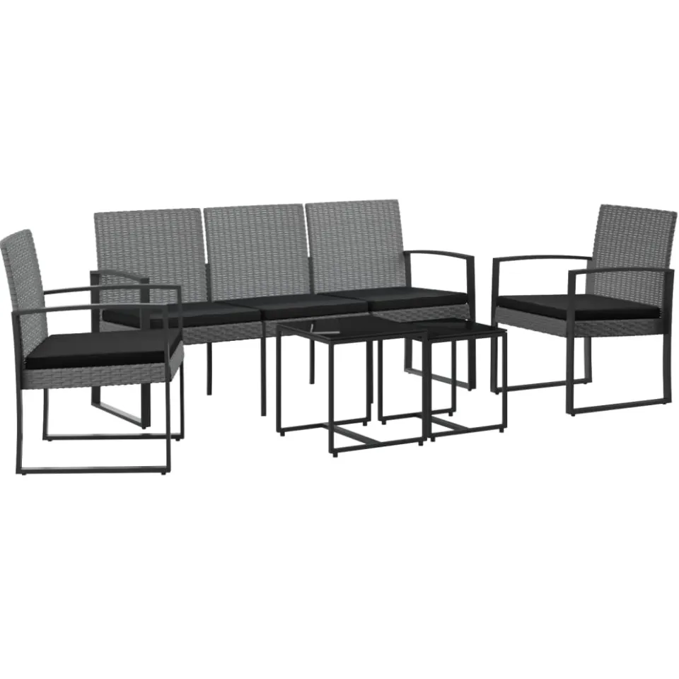 vidaXL 5-delige Tuinset met kussens polypropeen rattan donkergrijs grijs, foto 3