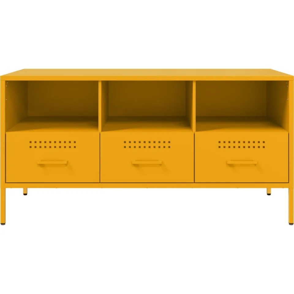 vidaXL Tv-meubel 100,5x39x50,5 cm staal mosterdgeel, foto 4