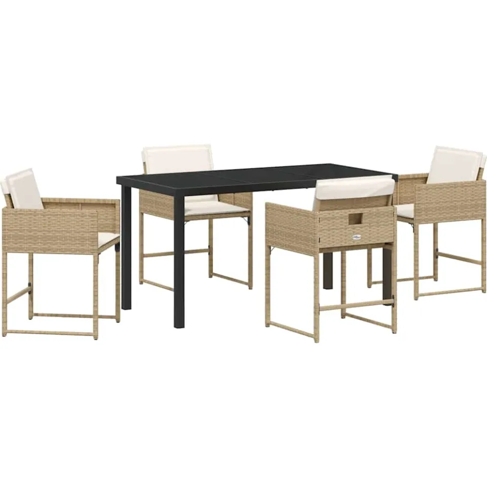 vidaXL Tuin eettafelset 5 st Beige poly rattan, foto 3