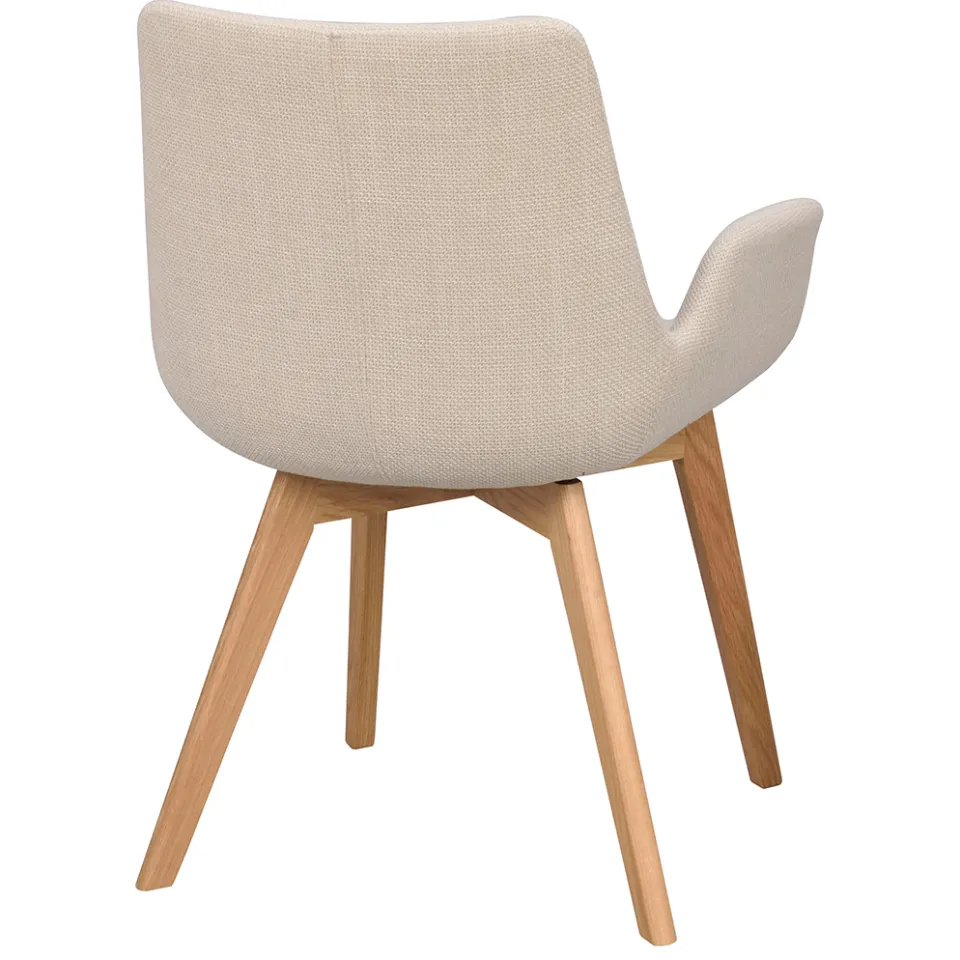 Rowico Home Drimsdale gestoffeerde eetkamerstoel beige - eikenhouten onderstel, foto 3