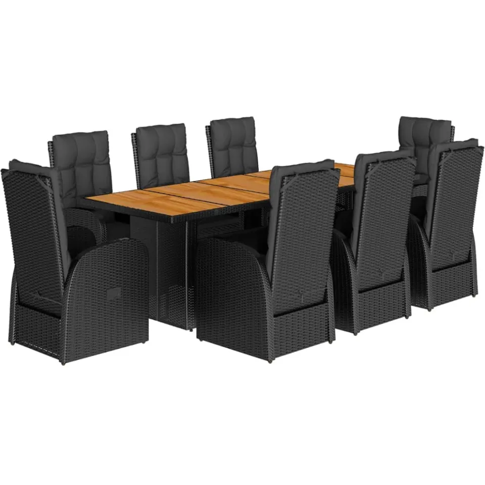 vidaXL 9-delige Tuinset poly rattan zwart, foto 3