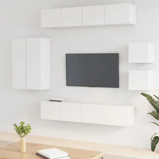 vidaXL 8-delige Tv-meubelset bewerkt hout wit, foto 2