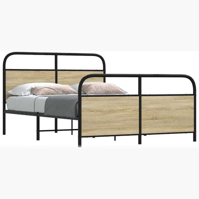 vidaXL Bedframe zonder matras bewerkt hout sonoma eikenkleur 120x190cm