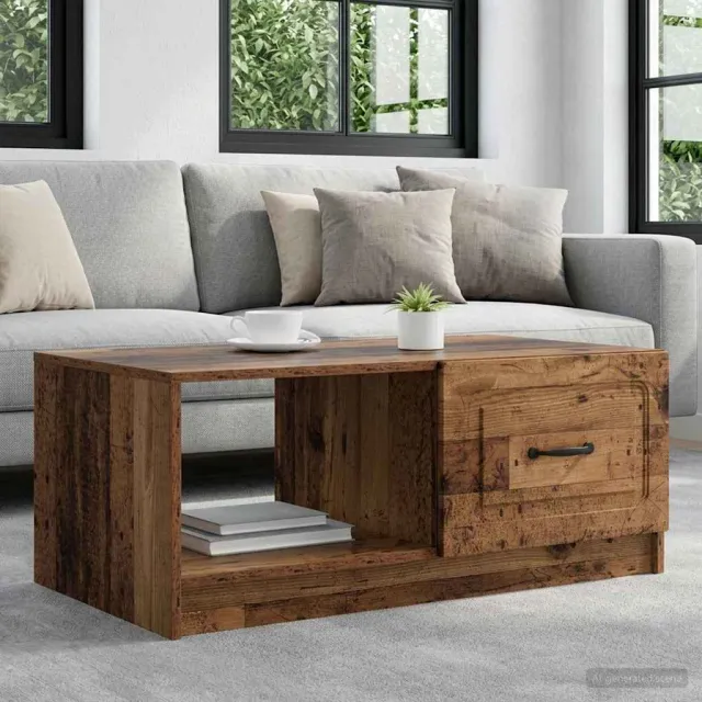 vidaXL Salontafel Oud hout 90 x 50 x 37 cm Bewerkt hout bruin, foto 2