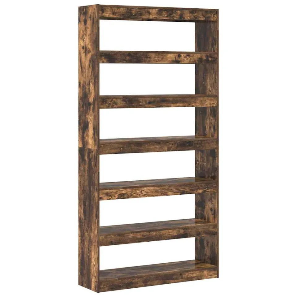 vidaXL Boekenkast 6-laags 100 x 30 x 198 cm Bewerkt hout Gerookt eiken Bruin