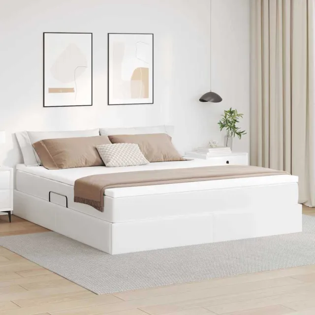 vidaXL Opslag bed met matras met matras Wit 160 x 200 cm Nep Leer