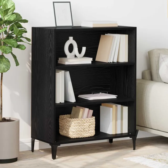 vidaXL Dressoir Zwart Eiken 69,5 x 32,5 x 90 cm Bewerkt hout, foto 2