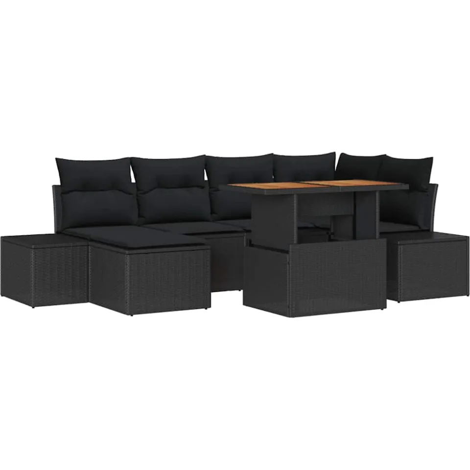 vidaXL Tuinbankenset 7 st Zwart en Bruin