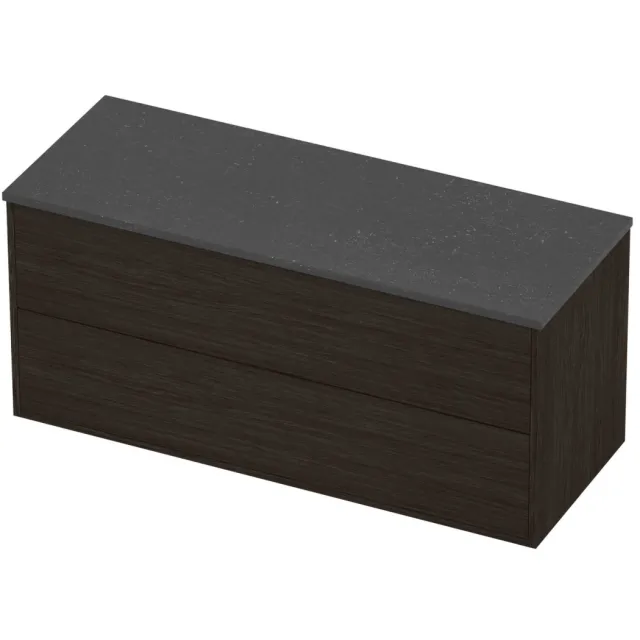 Proline Deck Badmeubelset Hardsteen Voor Grepen 2 Laden 120x46x54 cm Blue Stone Mokka Oak Eiken
