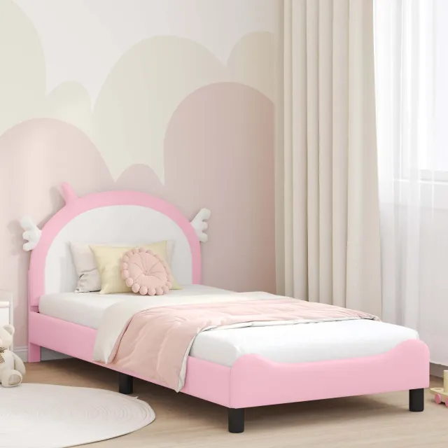 vidaXL Bedframe voor kinderen met hoofdbord Roze 90 x 200 cm PU