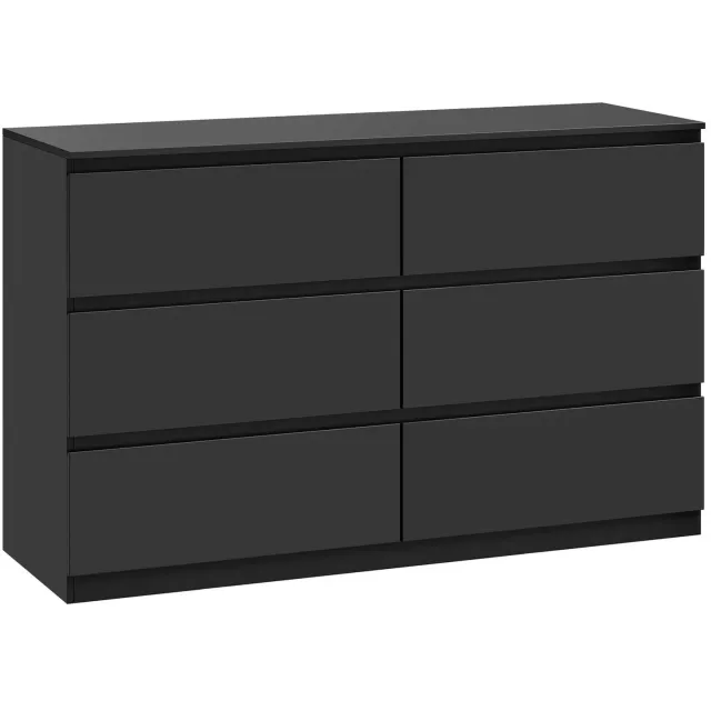 Woltu Saska ladekast met 6 lades - zwart - 120 × 40 × 75 cm