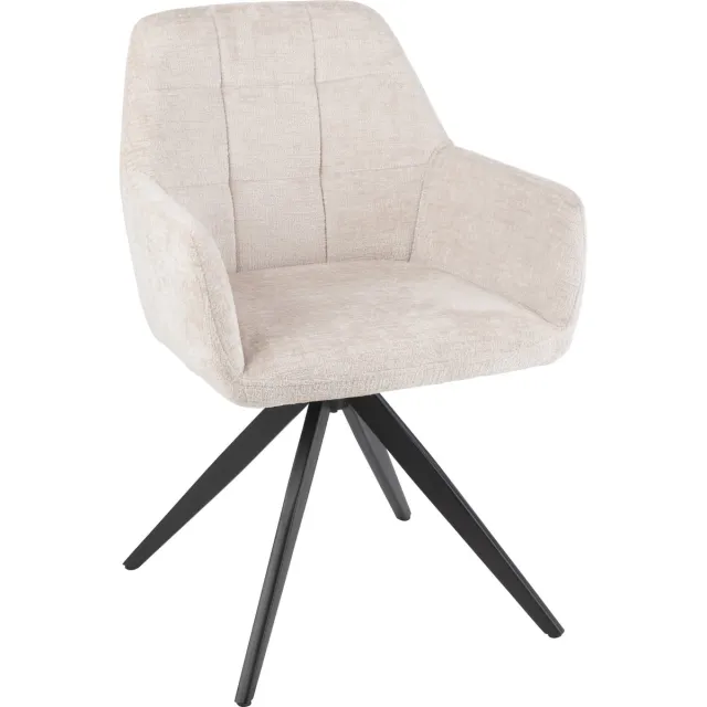 J-Line Draaistoel Louna met terugkeerfunctie - ijzer - ecru Beige